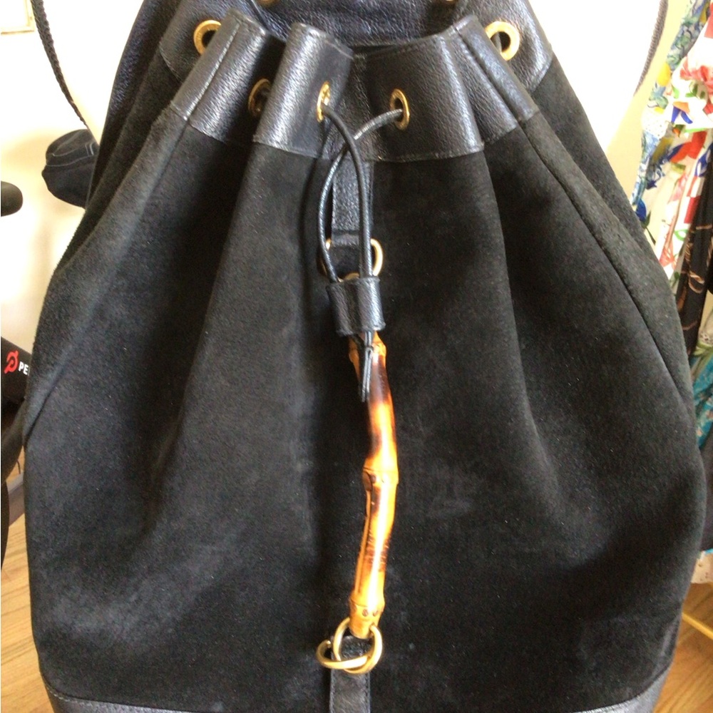 Vintage Gucci Black Suede and Leather Backpack with COA - Picture 3 of 9